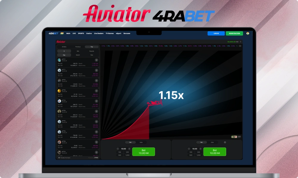 Play Aviator on the 4raBet platform